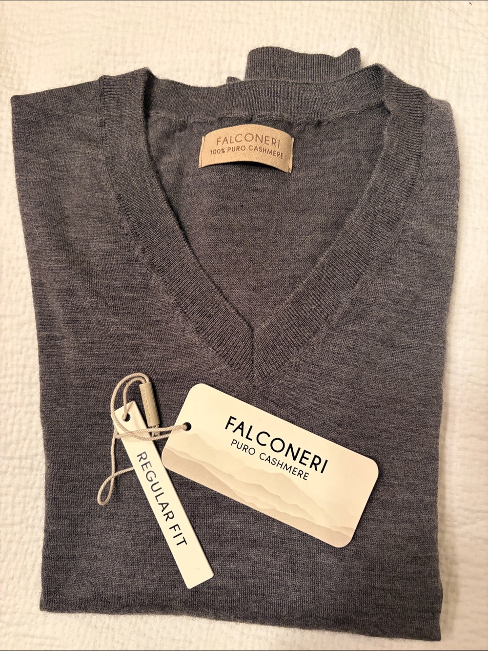 Final Price - No Offers! Falconeri Women's Charcoal Gray Cashmere V-Neck Sweater